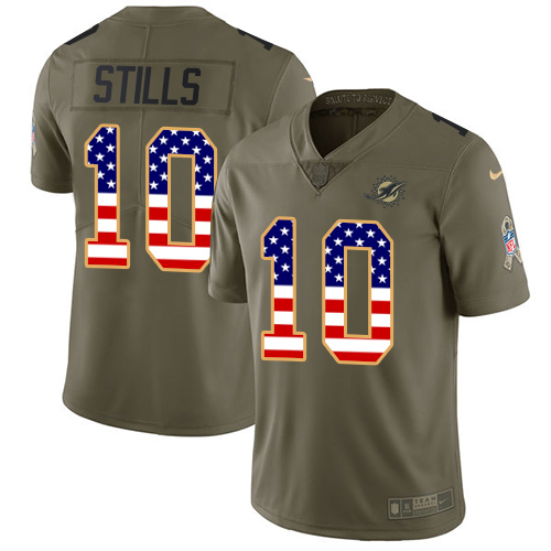 Nike Miami Dolphins #10 Kenny Stills Olive USA Flag Men Stitched NFL Limited 2017 Salute To Service Jersey->miami dolphins->NFL Jersey